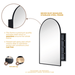 Dake Modern Arch Recessed and Surface Mount Bathroom Medicine Cabinet with Mirrors GC-XB0027 Black 24x36" TEHOME