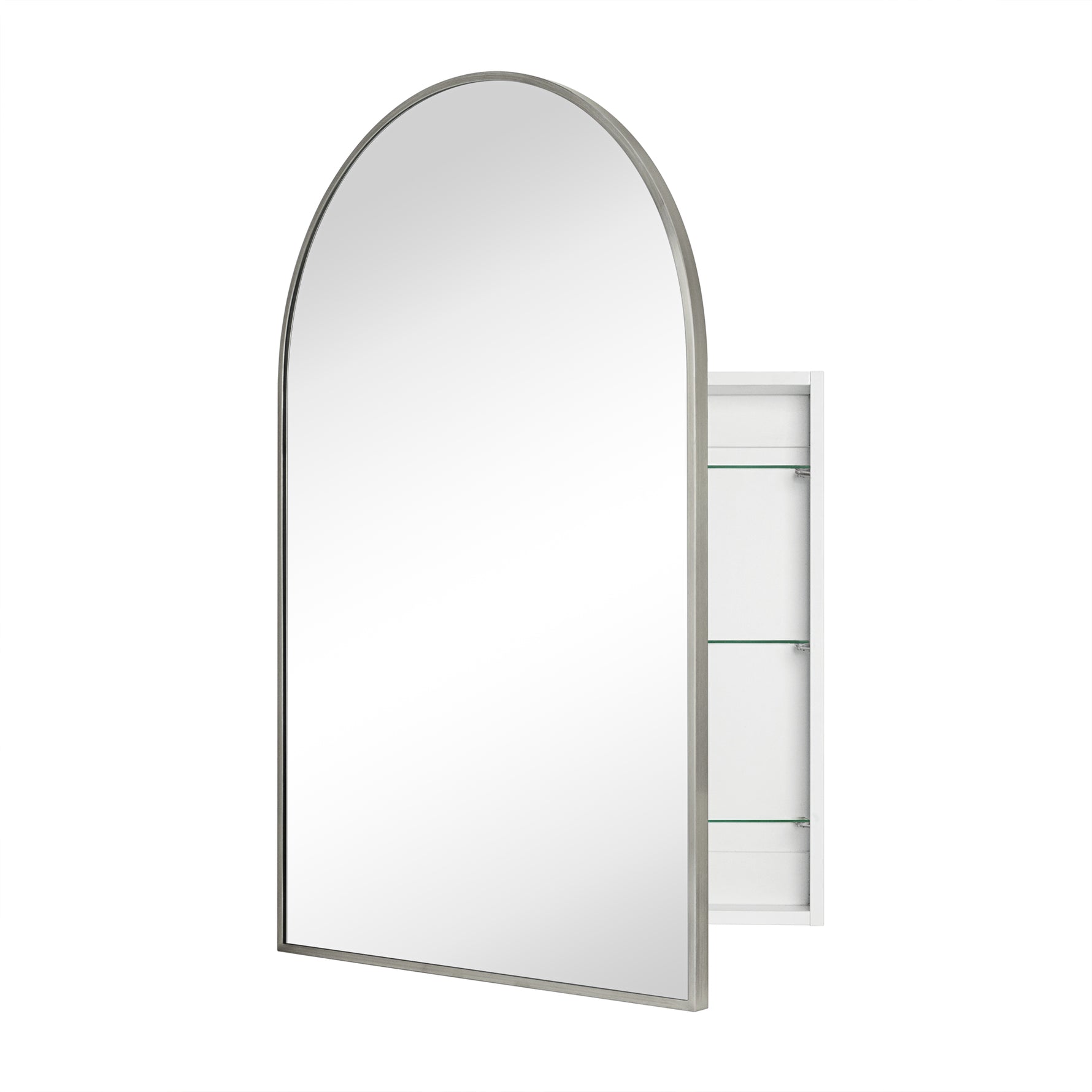 Dake Modern Arch Recessed and Surface Mount Bathroom Medicine Cabinet with Mirrors GC-XB0013 Brushed Nickel 20x30" TEHOME