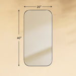TEHOME Bellara Black 20x40 Mid-Century Rectangle Large Wall Mirrors with Rounded Corners Front View Size