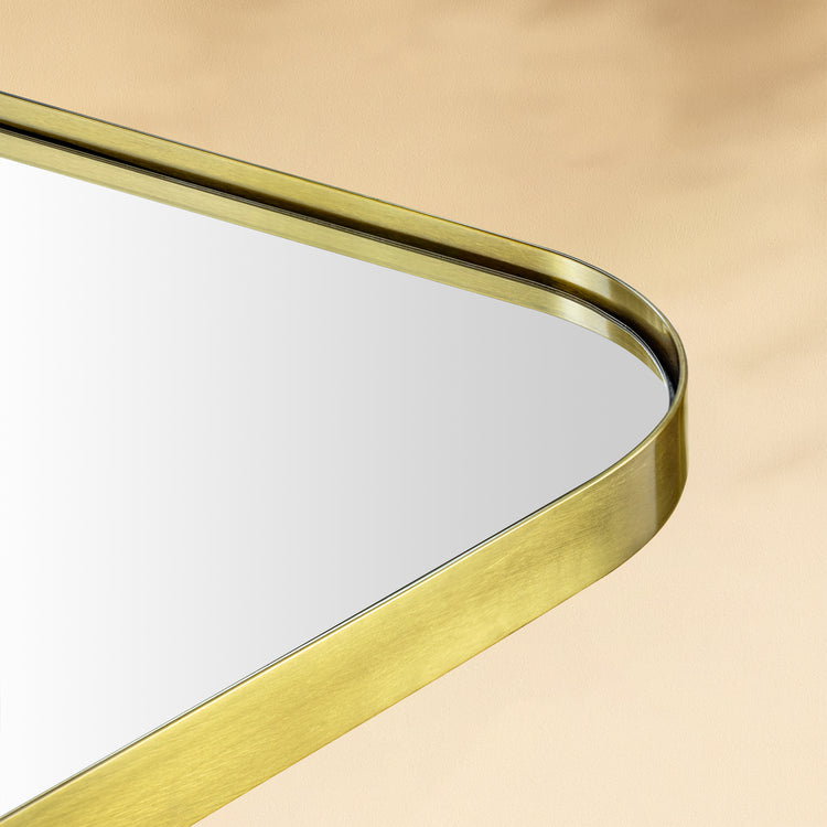 TEHOME Bellara Brushed Gold Mid-Century Rectangle Large Wall Mirrors with Rounded Corners Detail View1
