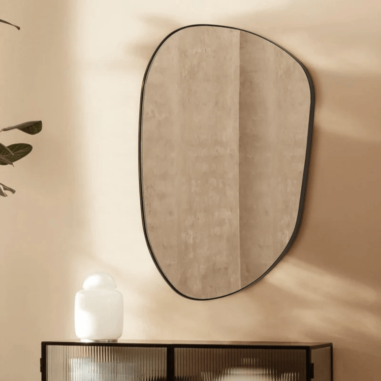 TEHOME Bertlinde Black Modern Irregular Wall Mirrors Front View2