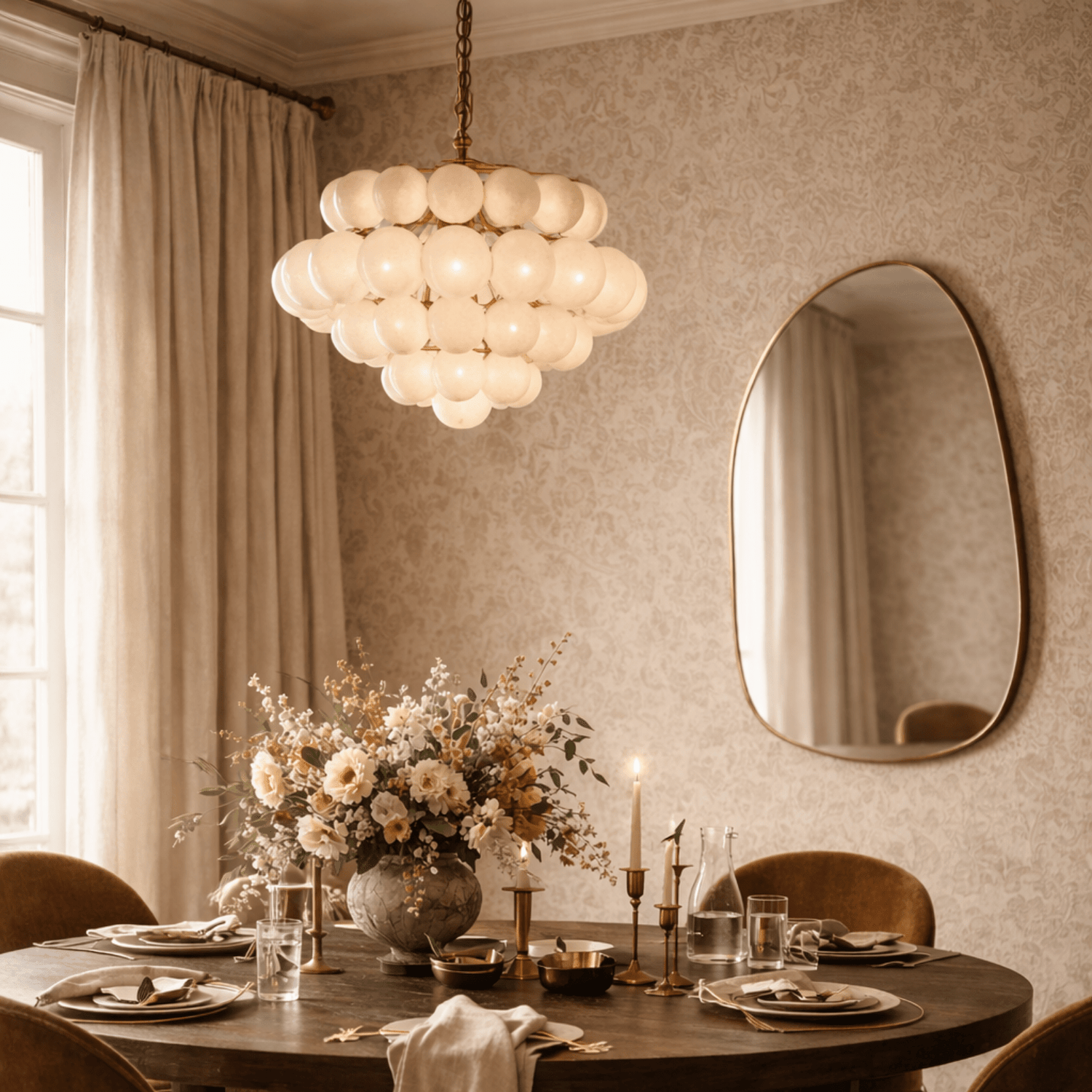 TEHOME Bertlinde Brushed Gold Modern Irregular Wall Mirrors for dining room