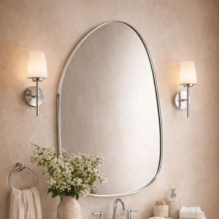 TEHOME Bertlinde Chrome Modern Irregular Wall Mirrors 