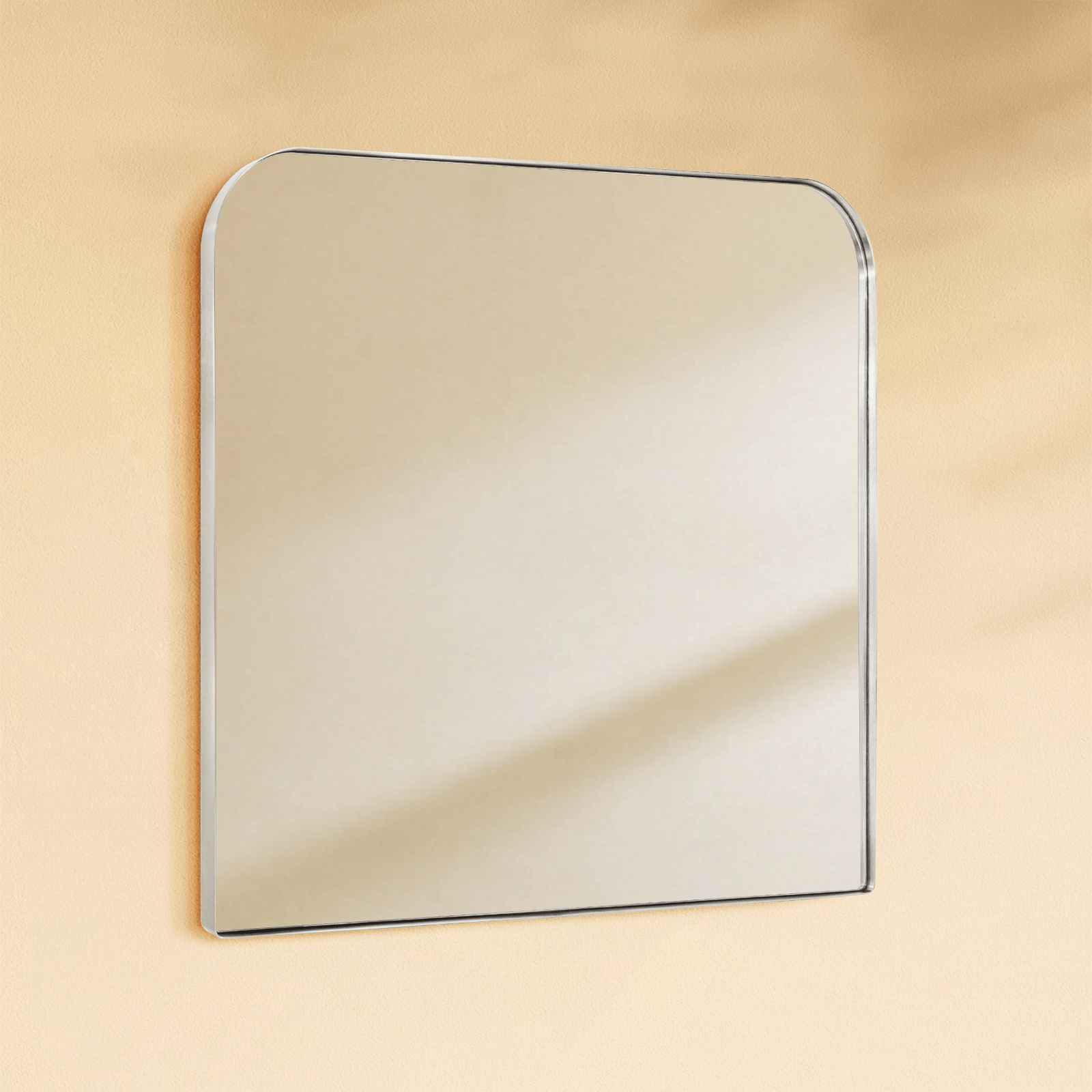 Bhargava Modern Arch Mantel Mirrors GC-0Y029 Brushed Nickel 30x34" TEHOME