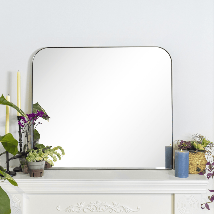 Bhargava Modern Arch Mantel Mirrors GC-0Y028 Chrome 30x34" TEHOME