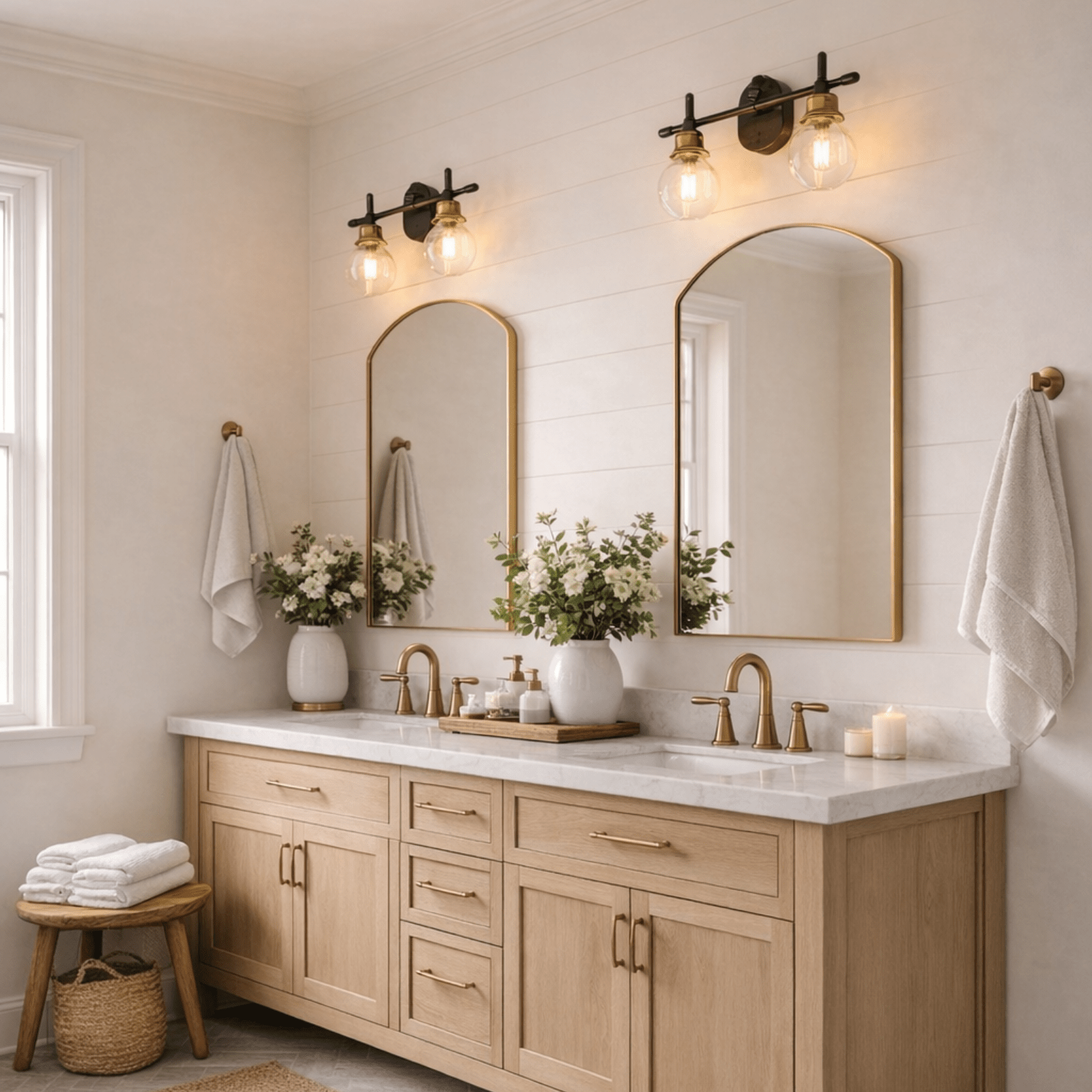 Biyron Modern Arch Wall Mirrors GC-0Y343 Brushed Gold 24x40" TEHOME
