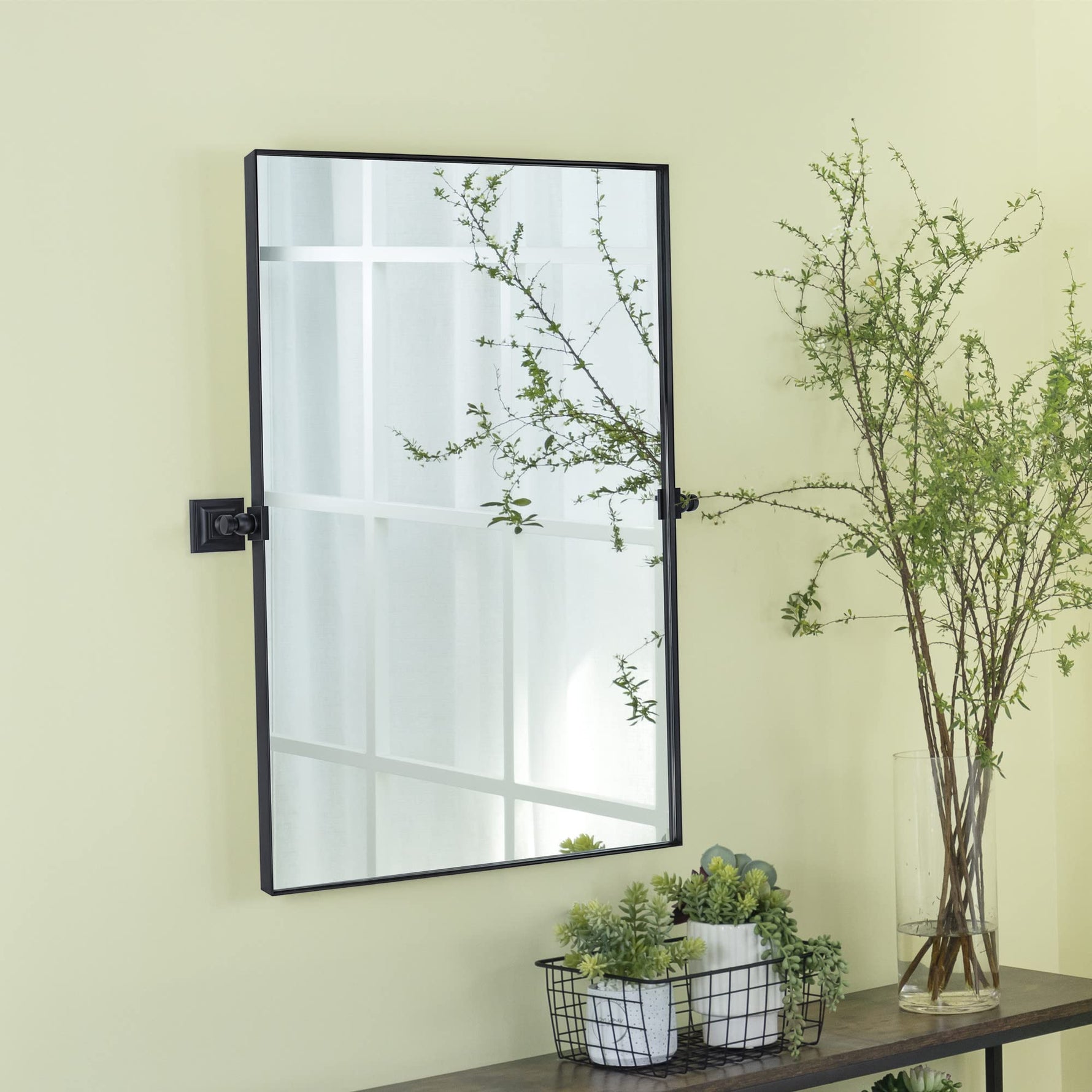 Aurielle Modern Rectangle Pivot Mirror 20x30" in Black GC-00223 TEHOME