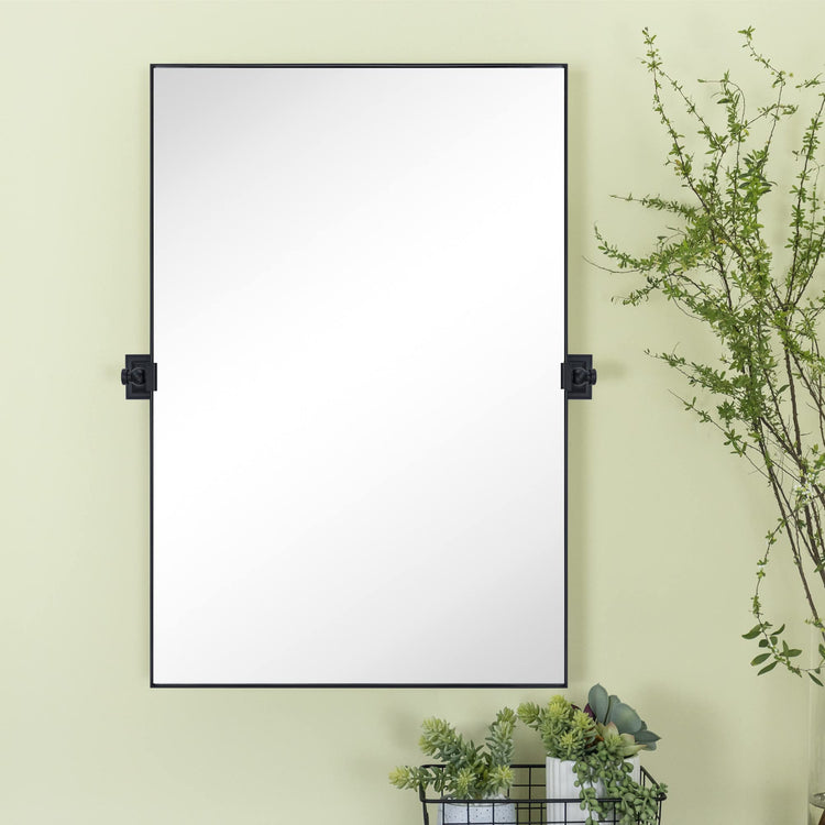 Aurielle Modern Rectangle Pivot Mirror 20x30" in Black GC-00223 TEHOME
