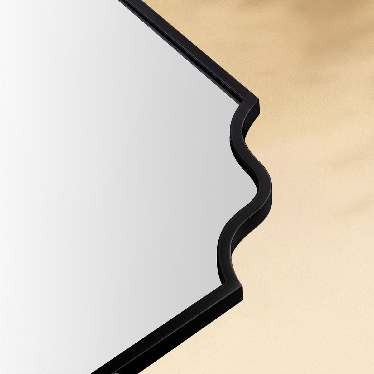 TEHOME Black Scalloped Arch Bathroom Vanity Wall Mirror Detail View2