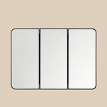 Haven Modern Rectangle Triple Door Recessed and Surface Mount Bathroom Medicine Cabinet with Mirrors GC-XB0049 Black 36x26 TEHOME