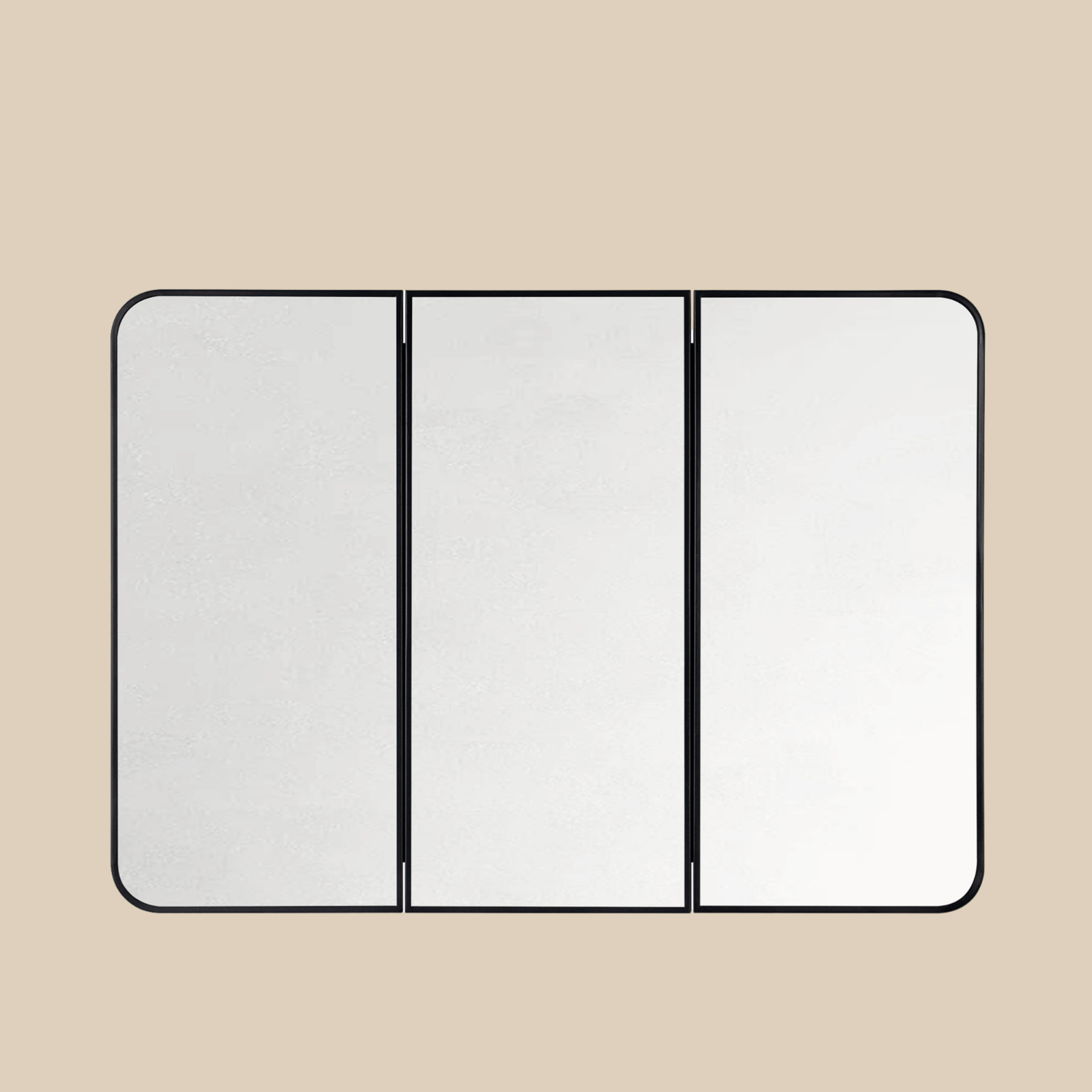 Haven Modern Rectangle Triple Door Recessed and Surface Mount Bathroom Medicine Cabinet with Mirrors GC-XB0049 Black 36x26 TEHOME