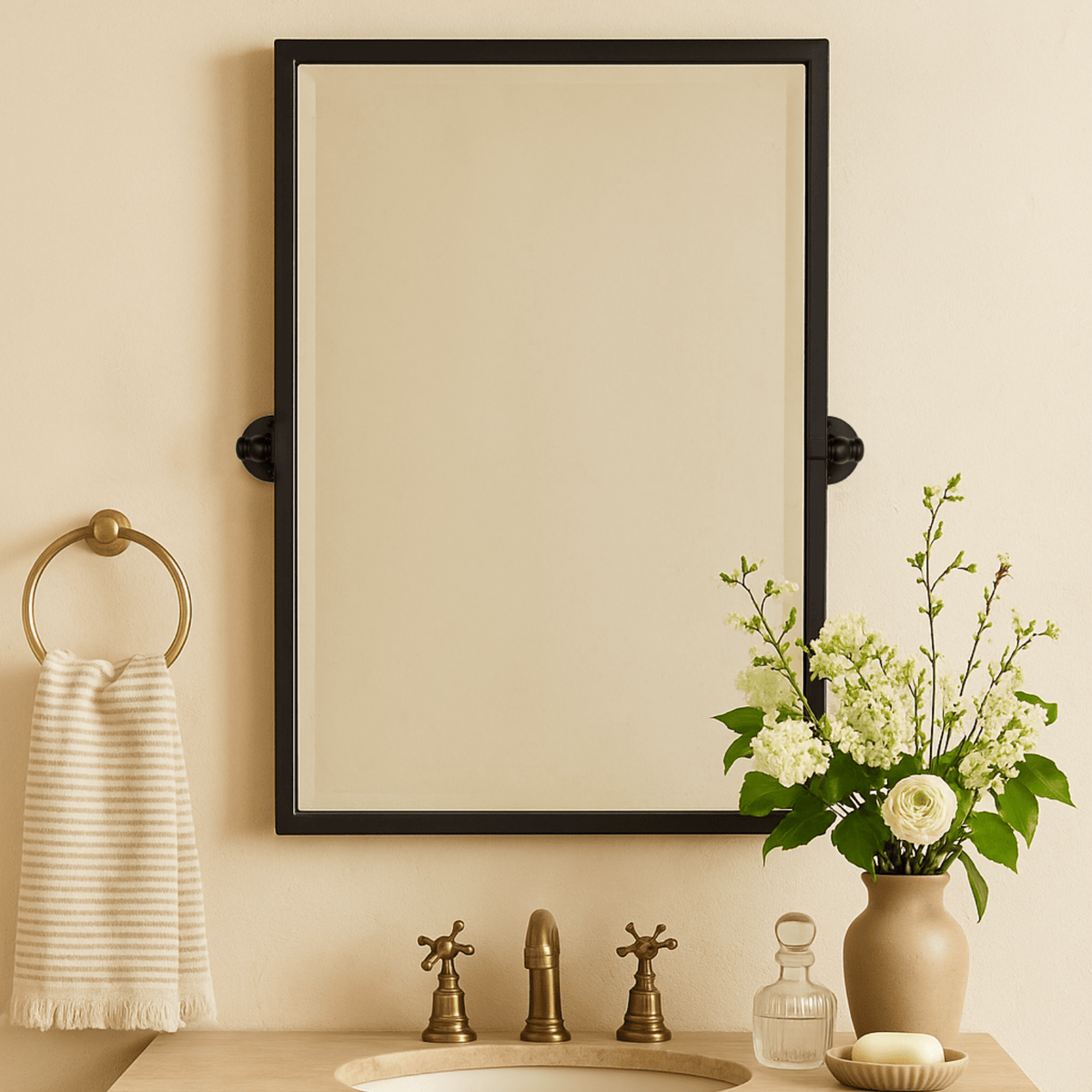 Blakley Modern Rectangle Bathroom Pivot Mirrors GC-00163 Black 24x36" TEHOME