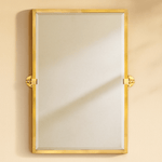 Blakley Modern Rectangle Bathroom Pivot Mirrors GC-00165 Brushed Gold 24x36" TEHOME
