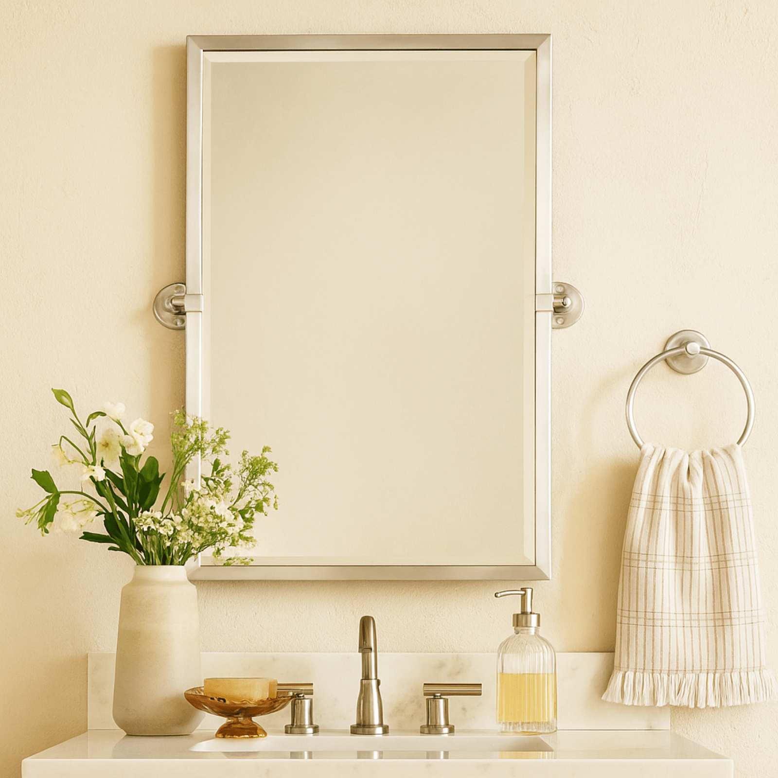 Blakley Modern Rectangle Bathroom Pivot Mirrors GC-00163 Chrome 24x36" TEHOME