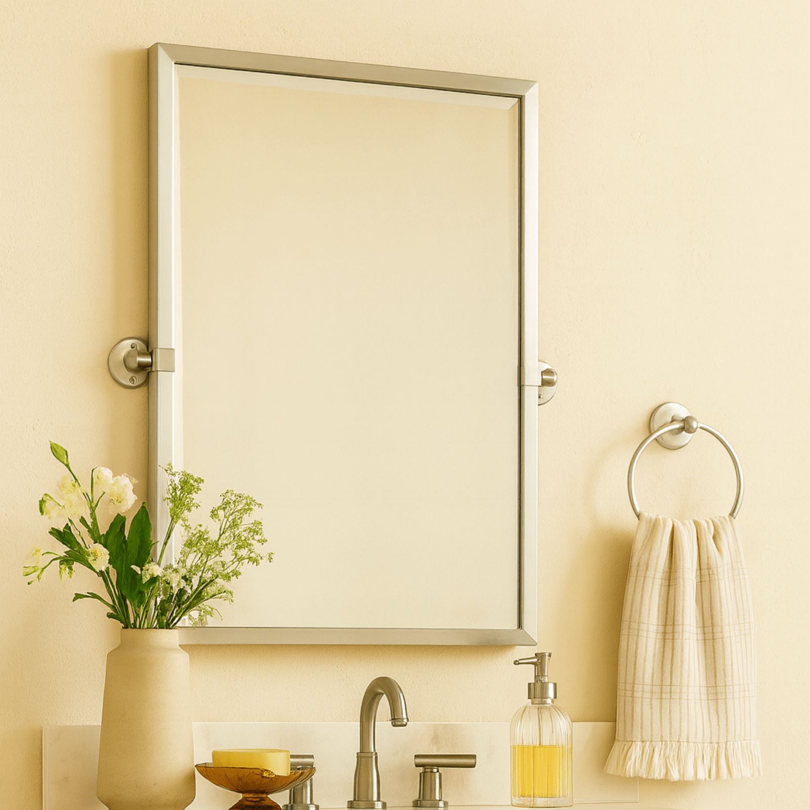 Blakley Modern Rectangle Bathroom Pivot Mirrors GC-00163 Chrome 24x36" TEHOME