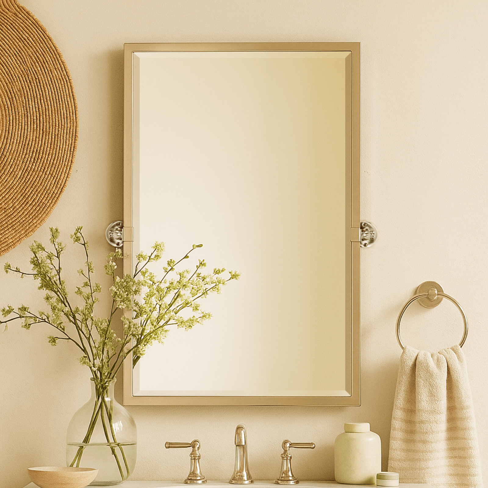 Blakley Modern Rectangle Bathroom Pivot Mirrors GC-00163 Chrome 24x36" TEHOME