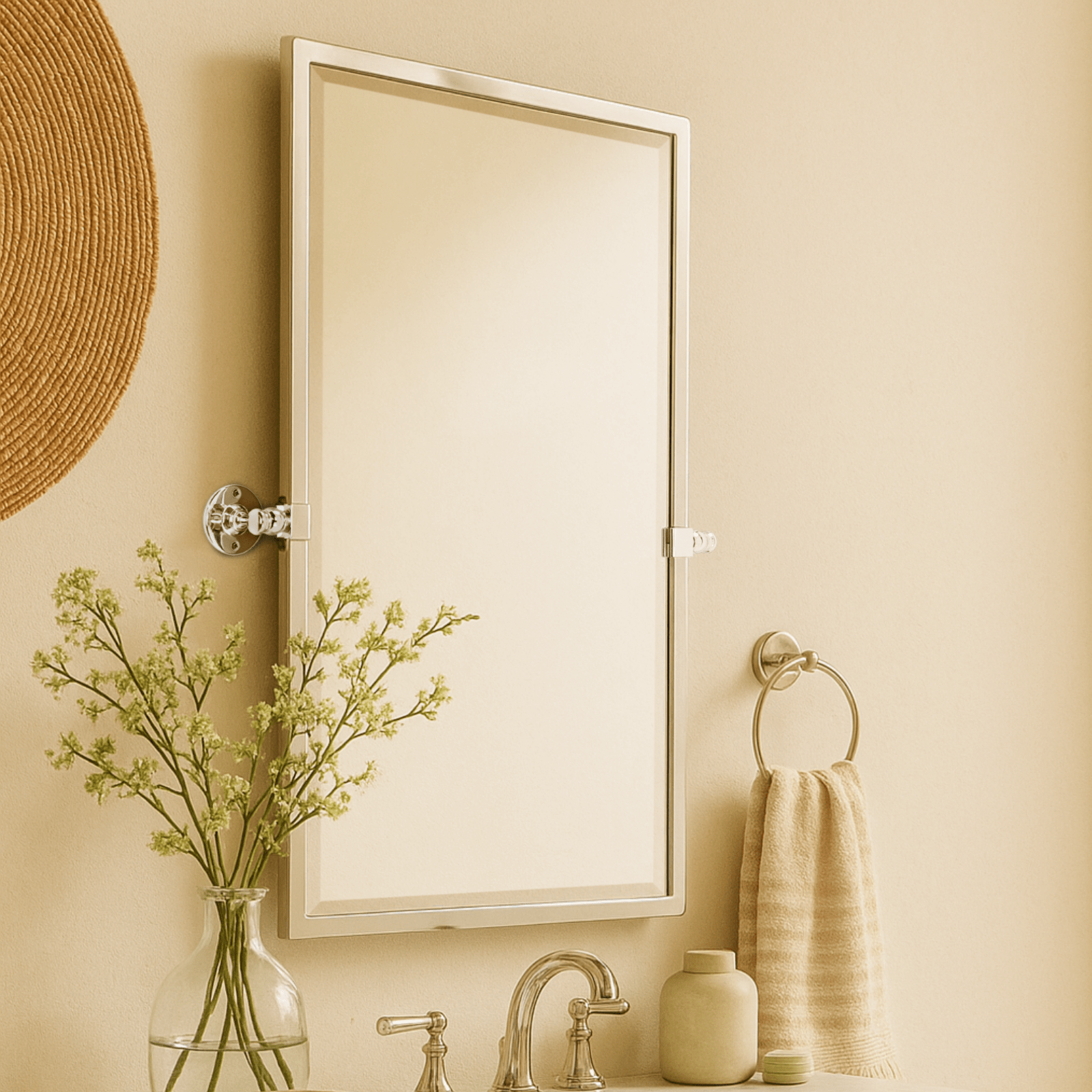 Blakley Modern Rectangle Bathroom Pivot Mirrors GC-00163 Chrome 24x36" TEHOME