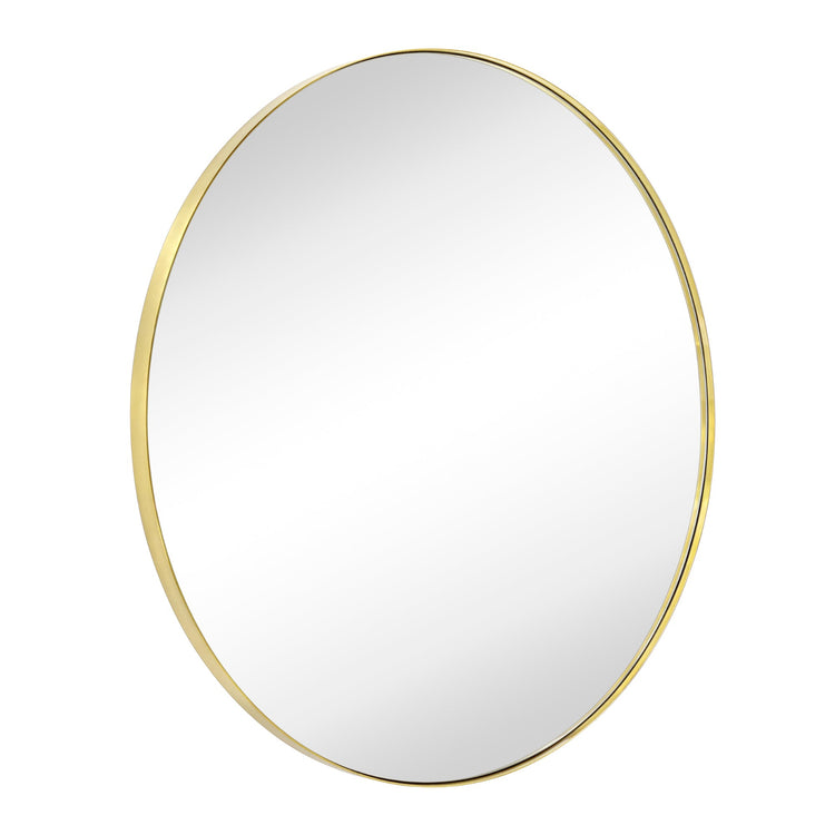 Roselle Modern Round Large Wall Mirrors GC-GW0047 Brushed Gold 40x40" TEHOME
