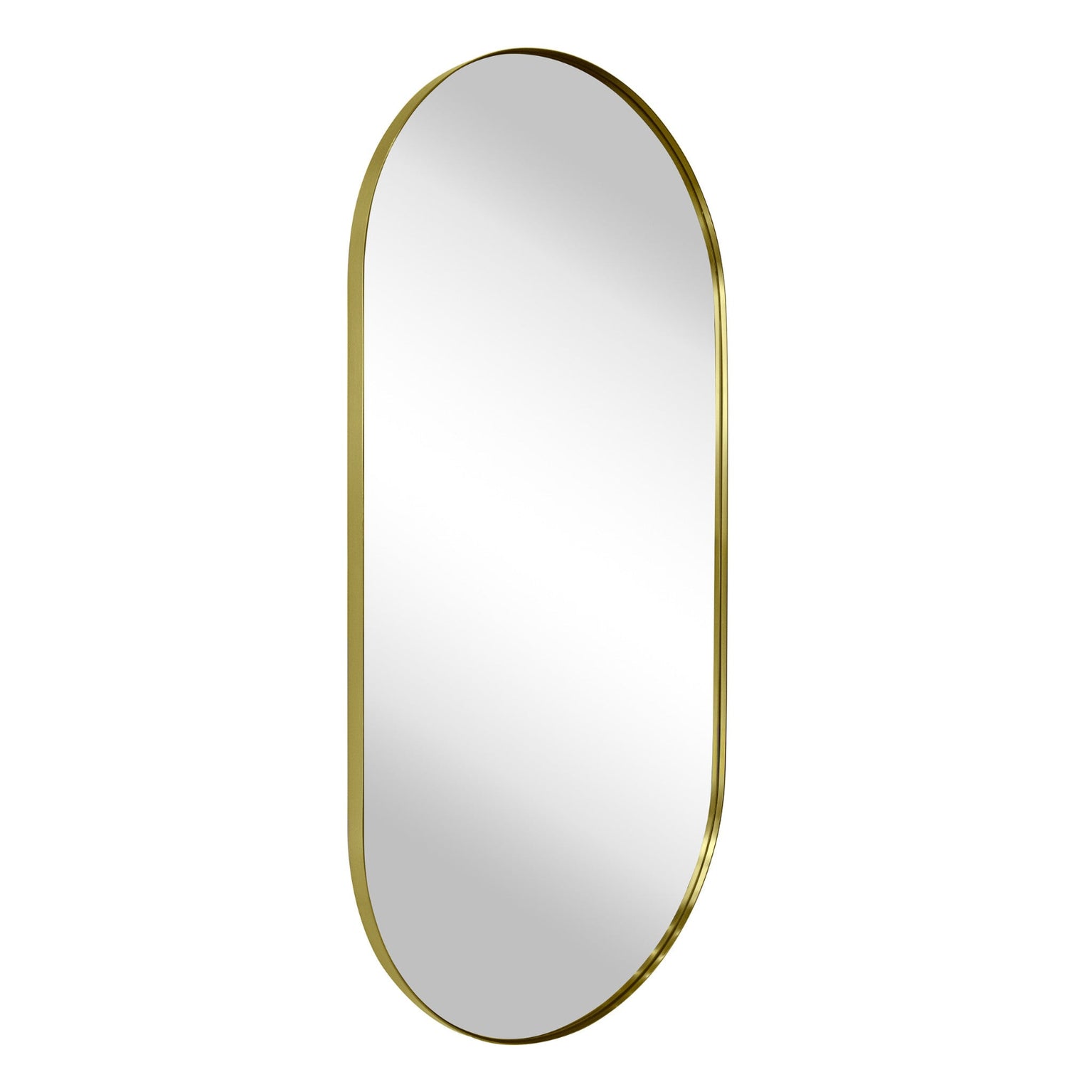 Brielle Mid - century Pill Large Wall Mirrors GC-0Y046 Brushed Gold 20x40" TEHOME