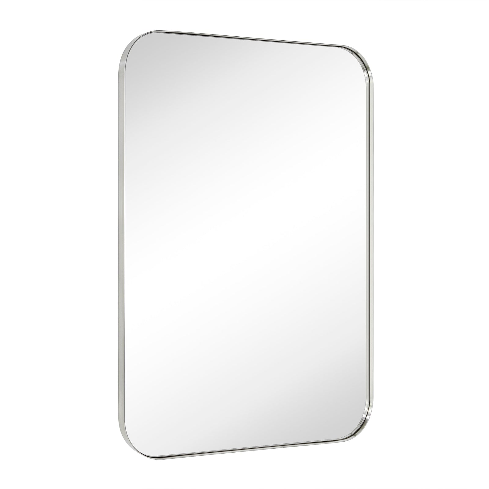 Bellara Mid - Century Rectangle Large Wall Mirrors with Rounded Corners GC-0Y133 Brushed Nickel 30x40" TEHOME