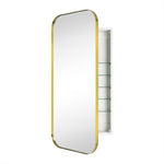 Adasu Mid - century Rectangle Recessed and Surface Mount Bathroom Medicine Cabinet with Mirrors GC-XB0020 Brushed Gold 20x40" TEHOME