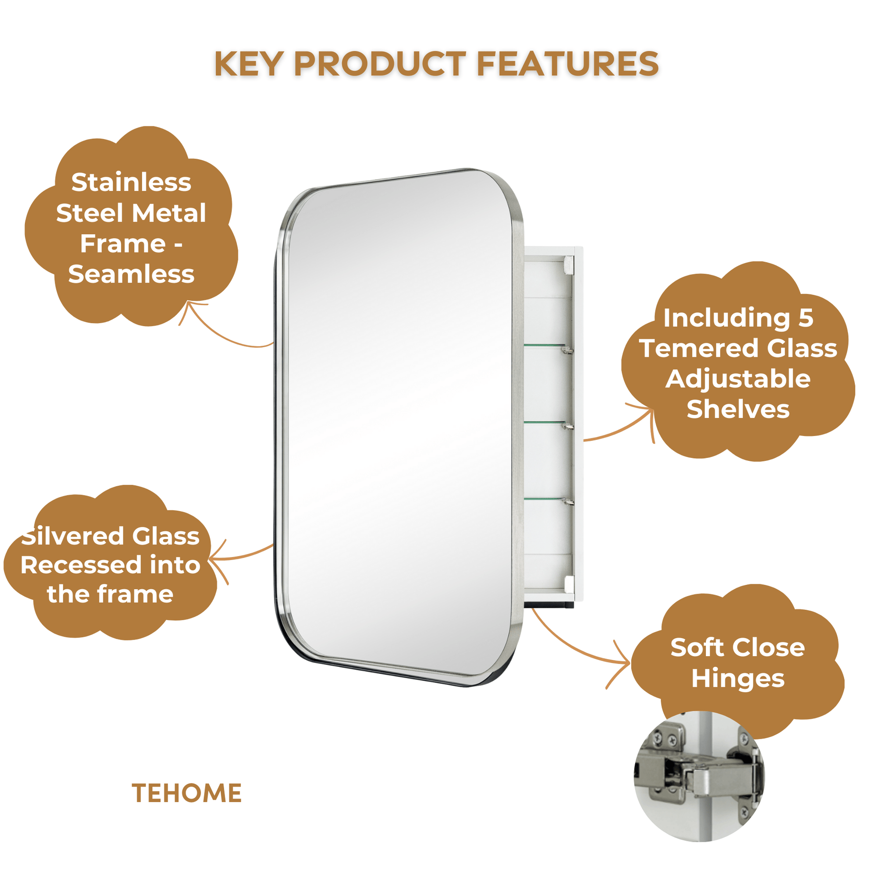 Mileta Mid - century Rectangle Recessed and Surface Mount Bathroom Medicine Cabinet with Mirrors GC-XB0014 Black 22x30" TEHOME