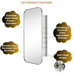Adasu Mid - century Rectangle Recessed and Surface Mount Bathroom Medicine Cabinet with Mirrors GC-XB0021 Brushed Nickel 20x40" TEHOME