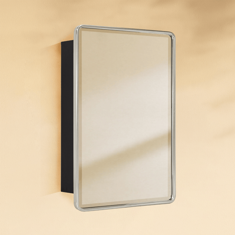 Bryand Farmhouse Rectangle Surface Mount Bathroom Medicine Cabinet with Mirrors GC-00767 Brushed Nickel 16x24" TEHOME