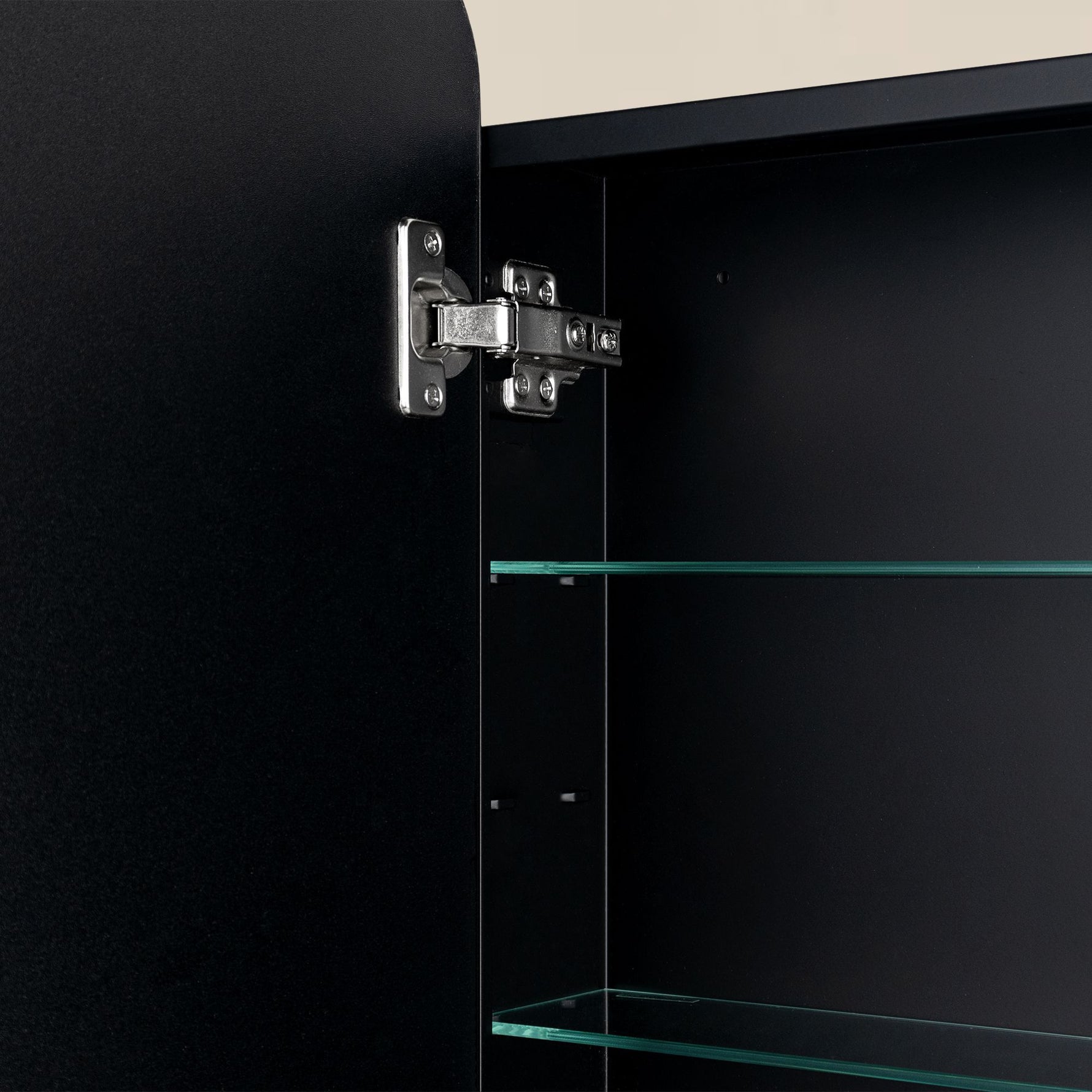 TEHOME Castorina Modern Arch Recessed and Surface Mount Bathroom Medicine Cabinet with Mirrors,17x28" in Black,detail view2