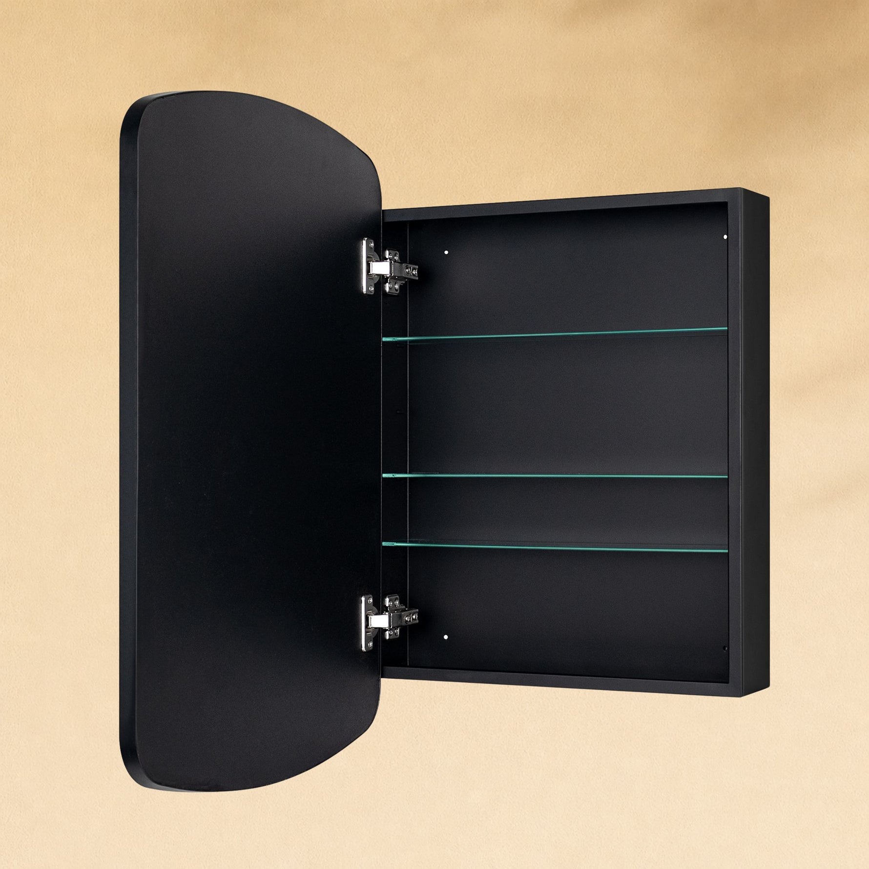 TEHOME Castorina Modern Arch Recessed and Surface Mount Bathroom Medicine Cabinet with Mirrors,Black Finish,17"x28"