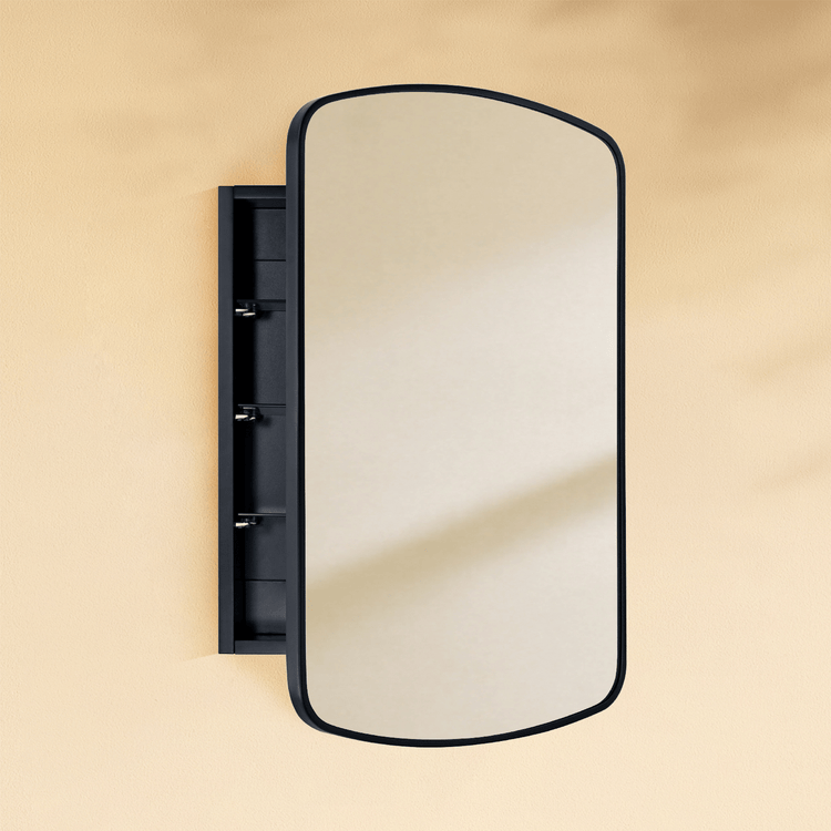 Castorina Modern Arch Recessed and Surface Mount Bathroom Medicine Cabinet with Mirrors GC-00564 Black 17x28" TEHOME