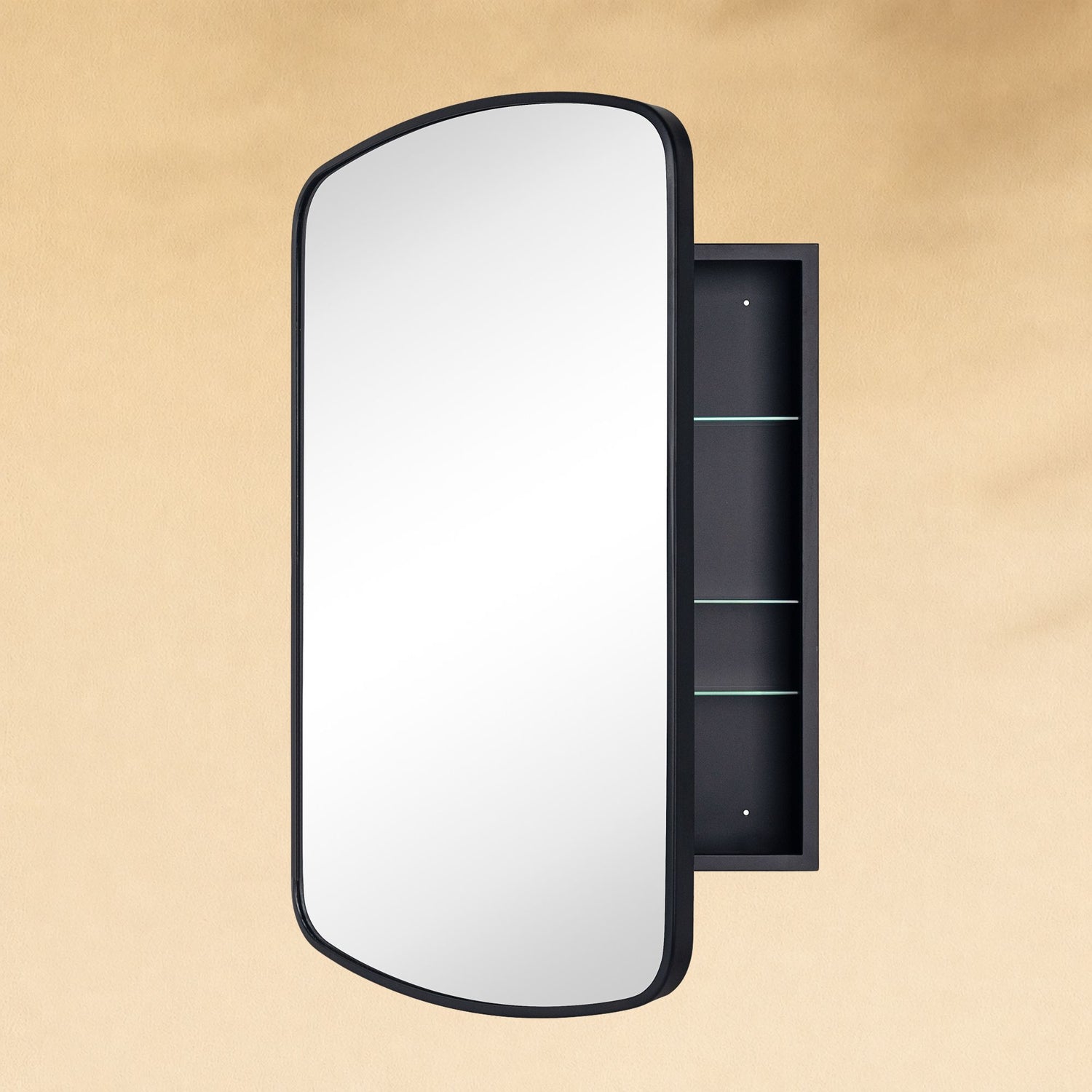 TEHOME Castorina Modern Arch Recessed and Surface Mount Bathroom Medicine Cabinet with Mirrors,17x28" in Black