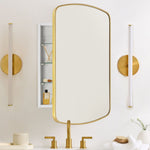 TEHOME Castorina Modern Arch Recessed and Surface Mount Bathroom Medicine Cabinet with Mirrors,Brushed Gold Finish,17"x28"