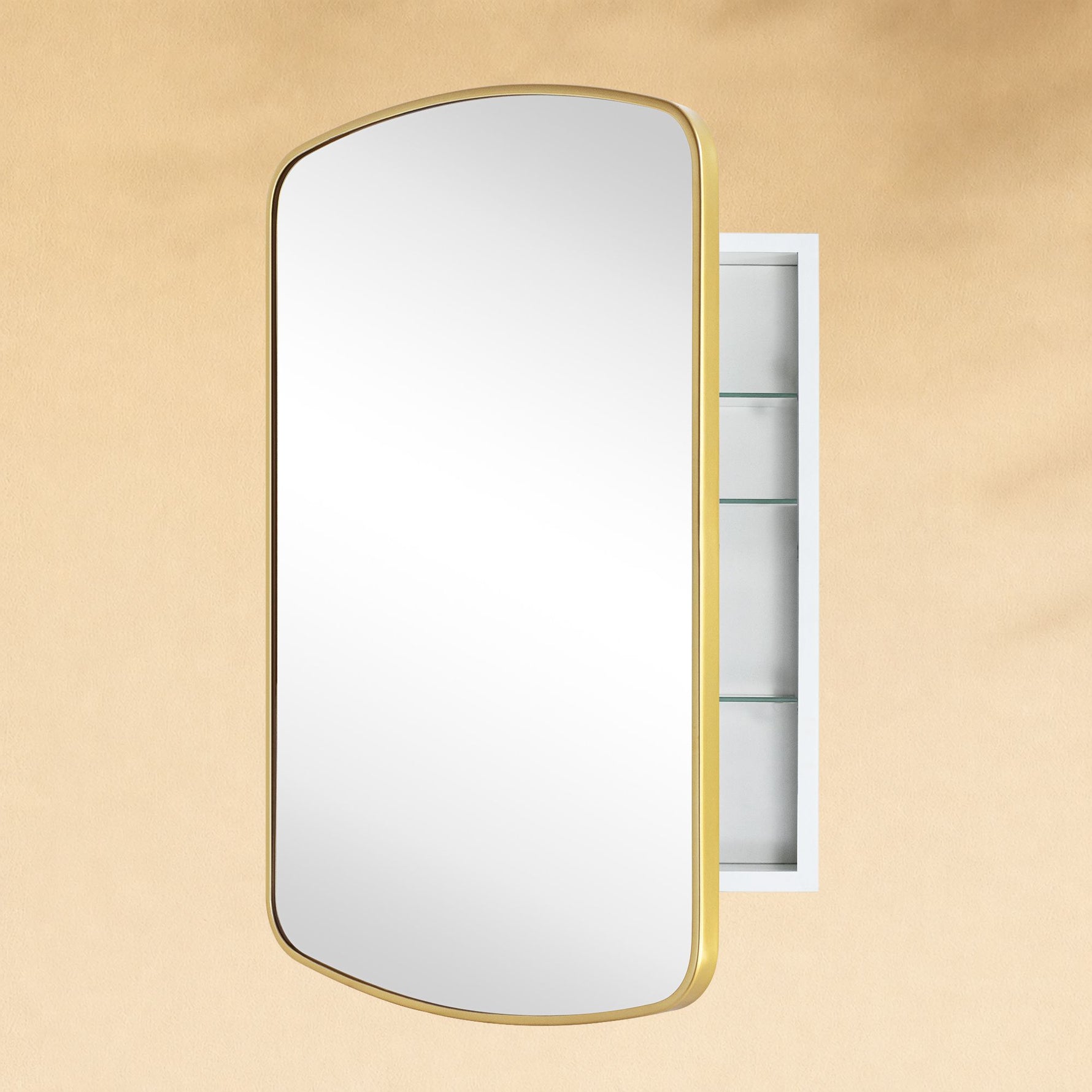 TEHOME Castorina Modern Arch Recessed and Surface Mount Bathroom Medicine Cabinet with Mirrors,Side View
