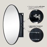 Cedar Modern Oval Surface Mount Bathroom Medicine Cabinet with Mirrors, 20x30" in Black GC-XB0022 Black 20''X 30'' TEHOME