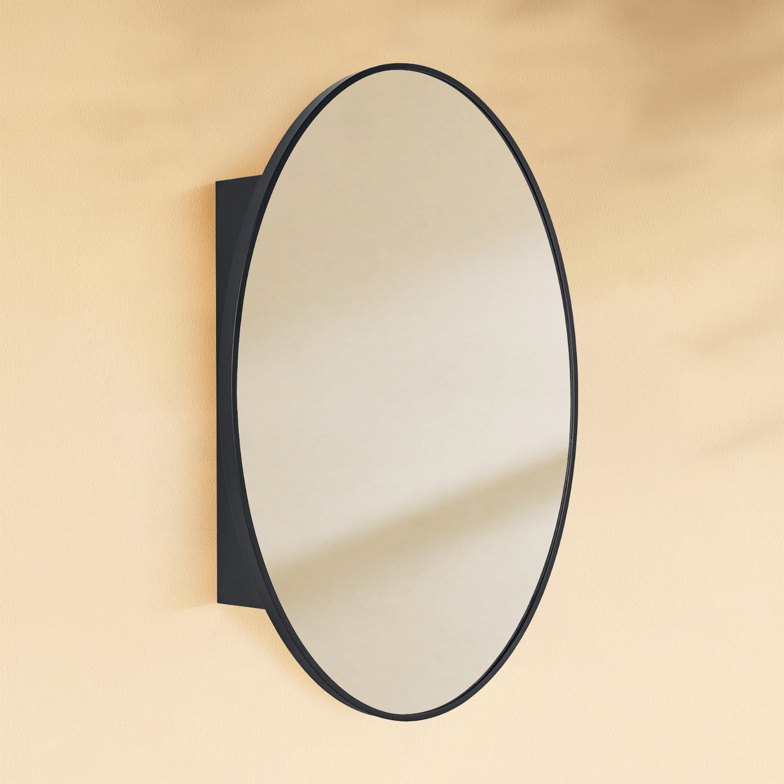 Cedar Modern Oval Surface Mount Bathroom Medicine Cabinet with Mirrors, 20x30" in Black GC-XB0022 Black 20''X 30'' TEHOME