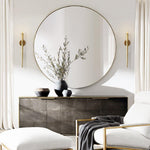 Roselle Modern Round Large Wall Mirrors GC-GW0049 Chrome 40x40" TEHOME