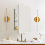 Claytin Modern Rectangle Frameless Recessed and Surface Mount Bathroom Medicine Cabinet with Mirrors GC-TC0018 White 14x18" TEHOME