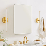 Claytin Modern Rectangle Frameless Recessed and Surface Mount Bathroom Medicine Cabinet with Mirrors GC-TC0018 White 14x18" TEHOME