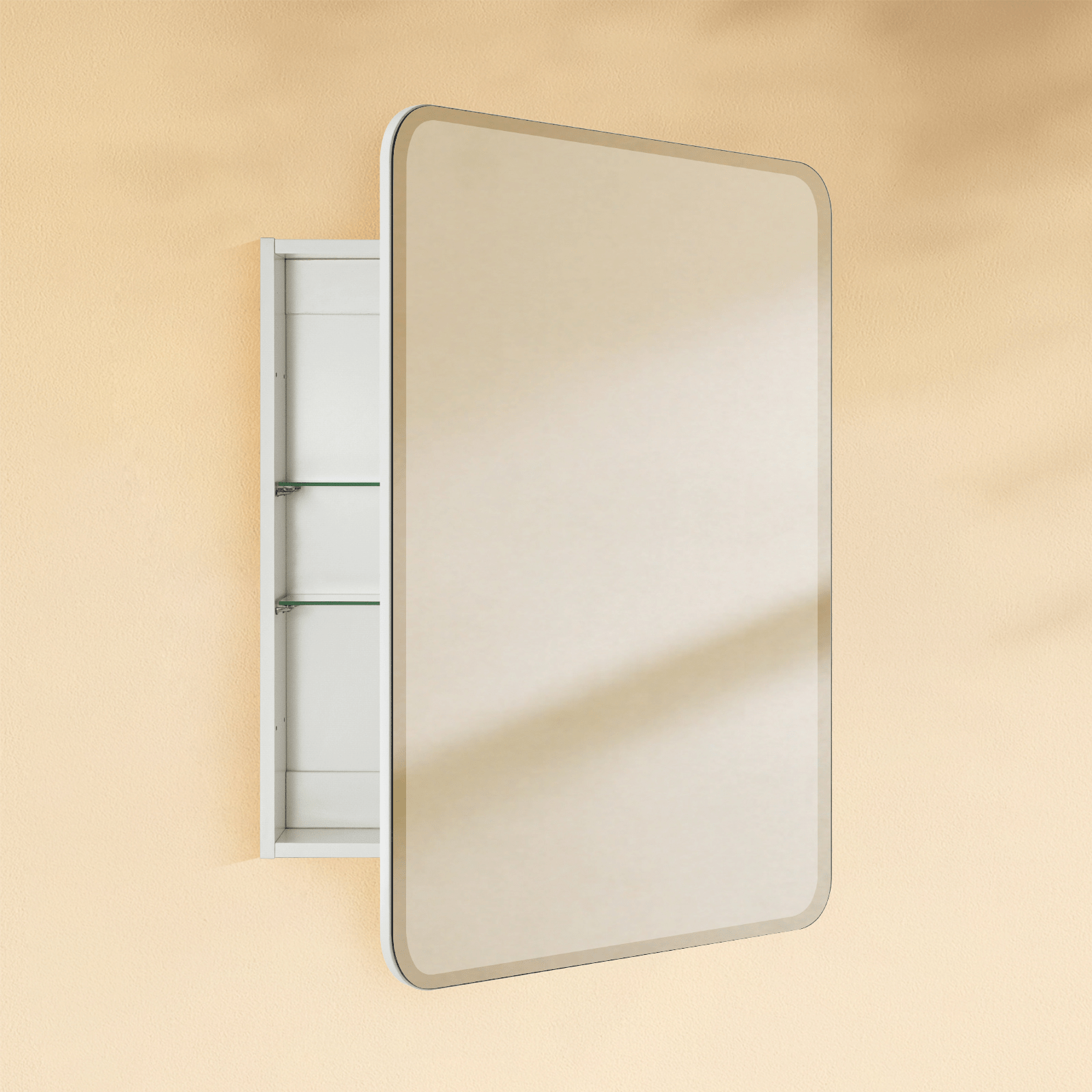 Claytin Modern Rectangle Frameless Recessed and Surface Mount Bathroom Medicine Cabinet with Mirrors GC-TC0020 White 24x30" TEHOME