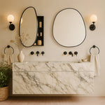 Casa Modern Irregular Surface Mount Bathroom Medicine Cabinet with Mirrors, 24x28" in Black GC-XB0025 Black TEHOME