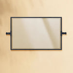 TEHOME Corrente Black Modern Rectangle Beveled Bathroom Pivot Mirrors Front View