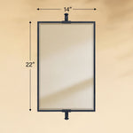 TEHOME Corrente Black Modern Rectangle Beveled Bathroom Pivot Mirrors Front View Dimension