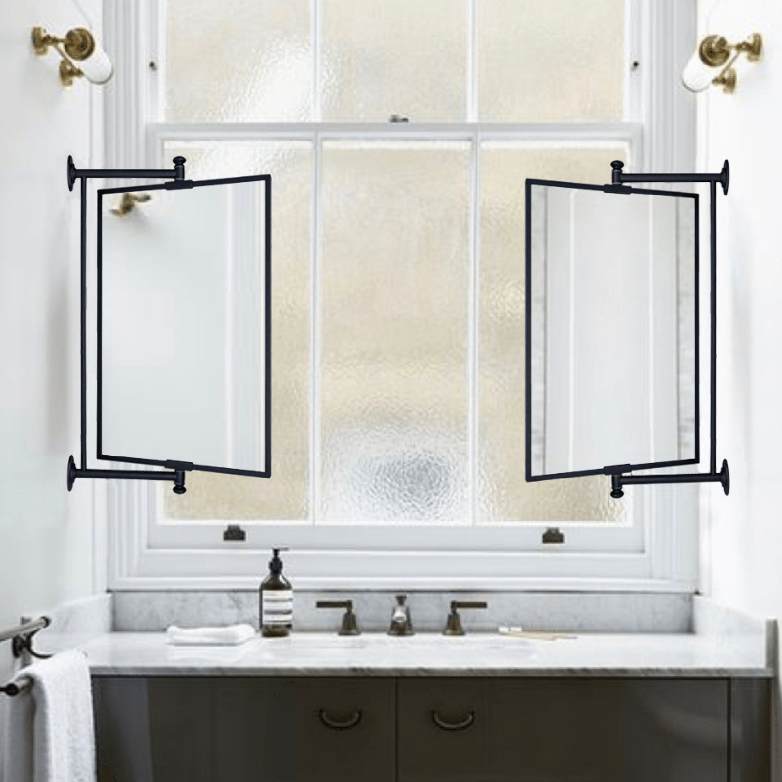 Corrente Modern Rectangle Bathroom Pivot Mirrors GC-00339 Black 14x22" TEHOME