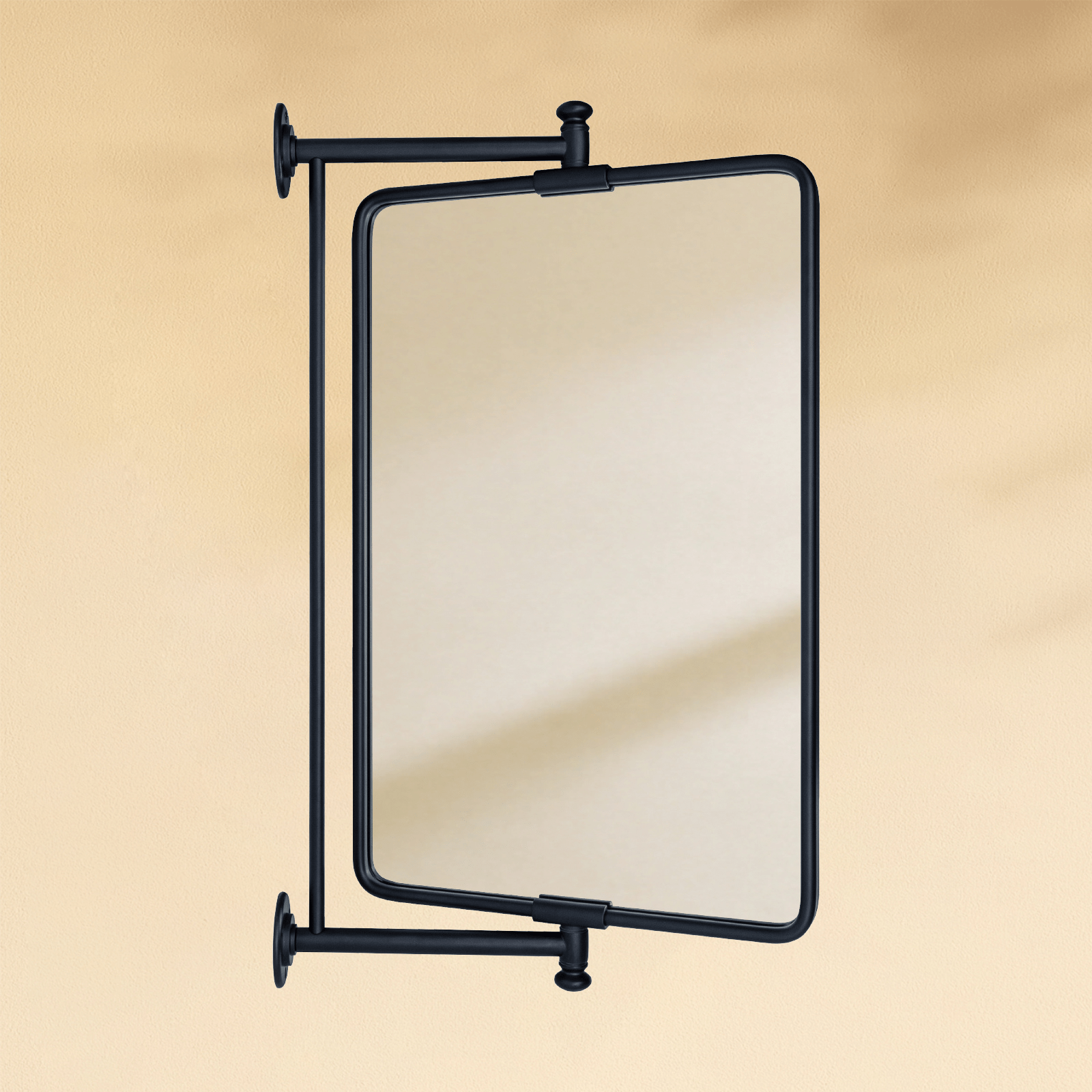 Correon Farmhouse Rectangle Bathroom Pivot Mirrors with Rounded Corners GC-00337 Black 14x22" TEHOME