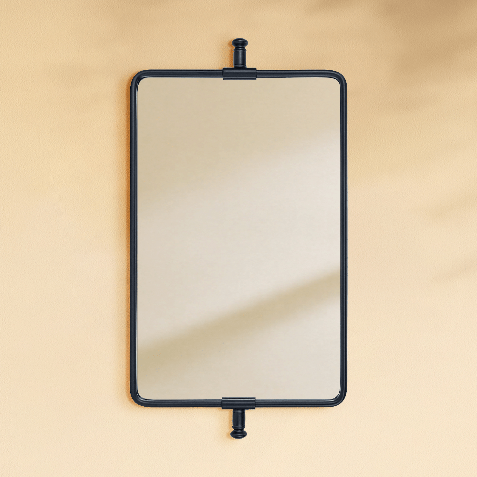 Correon Farmhouse Rectangle Bathroom Pivot Mirrors with Rounded Corners GC-00338 Chrome 14x22" TEHOME