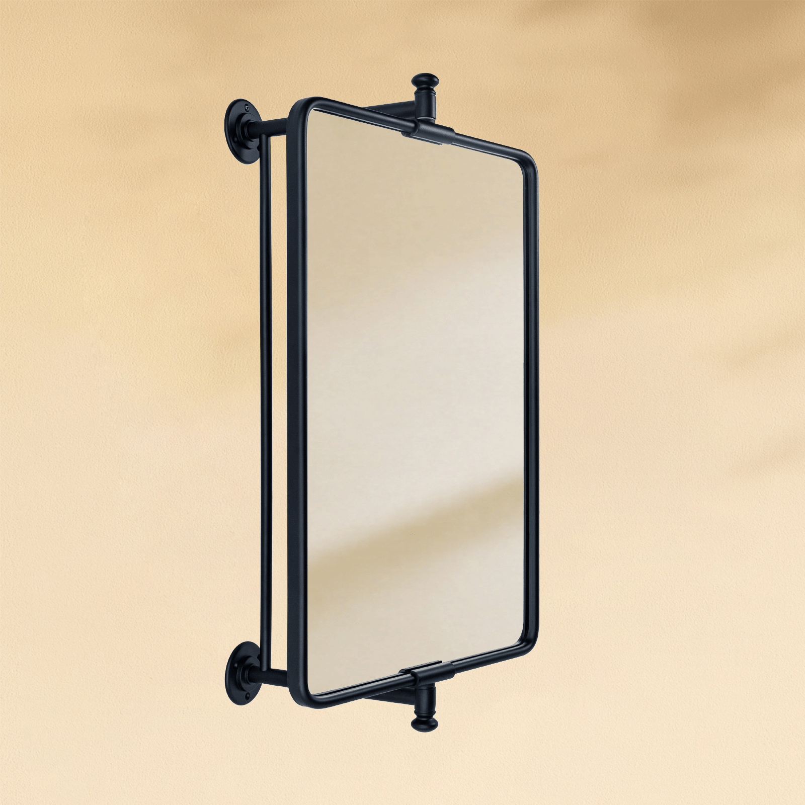 Correon Farmhouse Rectangle Bathroom Pivot Mirrors with Rounded Corners GC-00337 Black 14x22" TEHOME