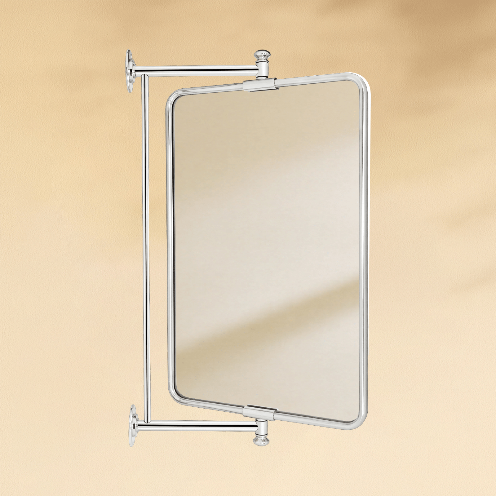 Correon Farmhouse Rectangle Bathroom Pivot Mirrors with Rounded Corners GC-00338 Chrome 14x22" TEHOME