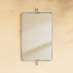Correon Farmhouse Rectangle Bathroom Pivot Mirrors with Rounded Corners GC-00338 Chrome 14x22" TEHOME