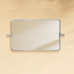 Correon Farmhouse Rectangle Bathroom Pivot Mirrors with Rounded Corners GC-00338 Chrome 14x22" TEHOME